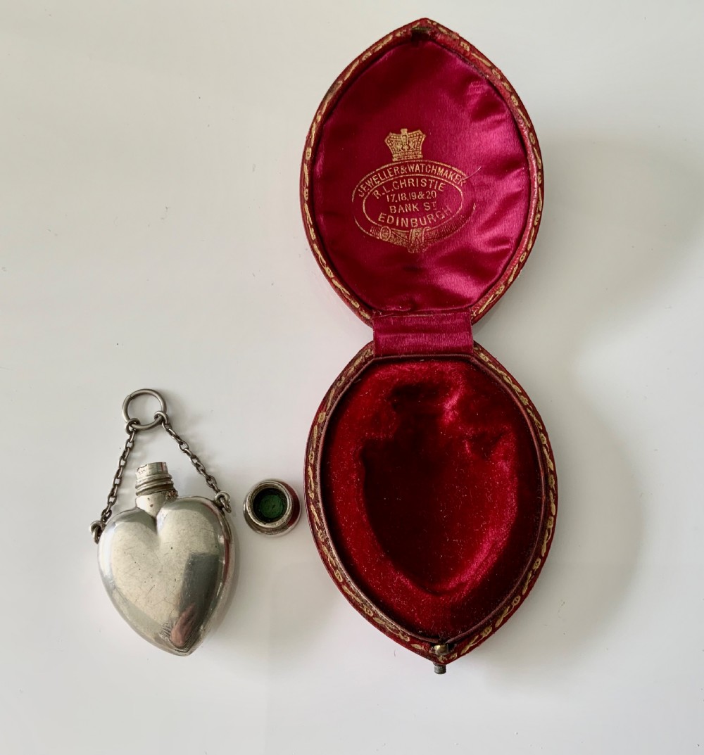 Sampson Mordan silver heart shaped chatelaine scent bottle View V