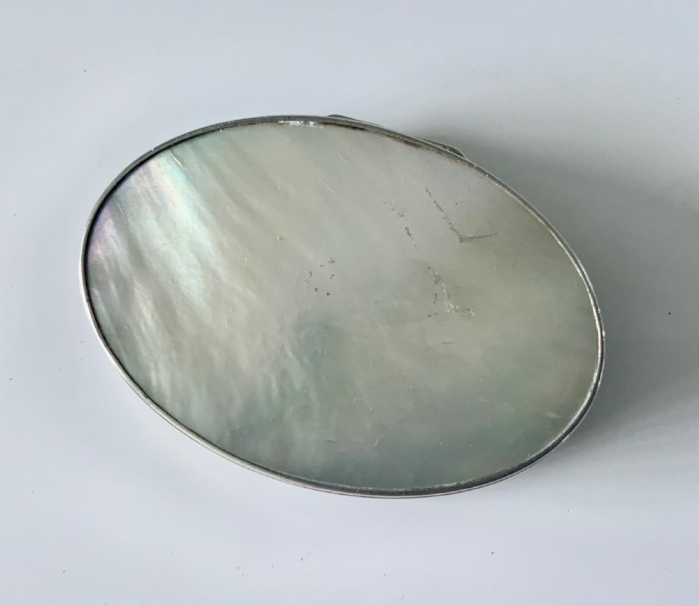 Georgian silver and mother of pearl snuff box View II