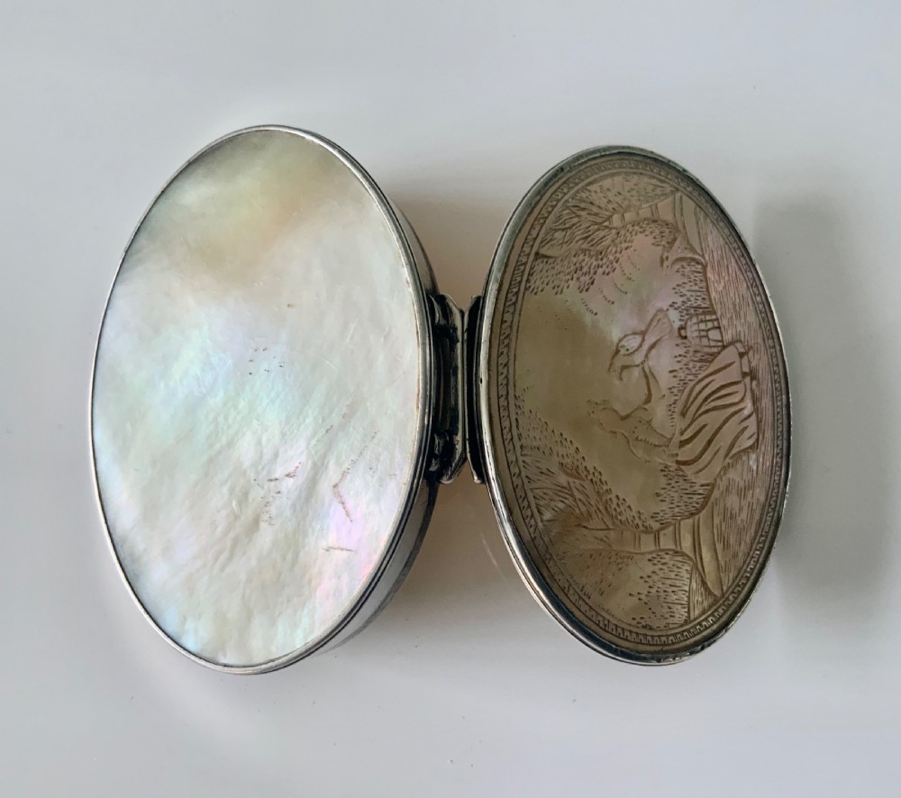 Georgian silver and mother of pearl snuff box View III