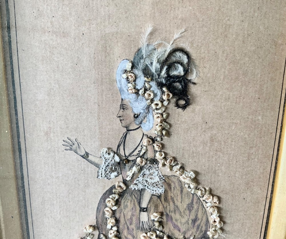 18th Century hand coloured print with embellishment View III