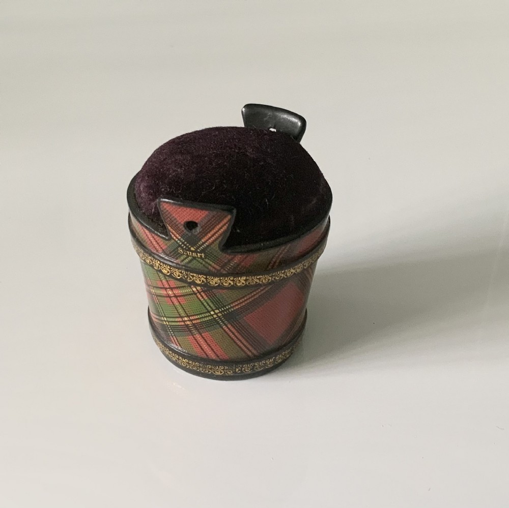 Tartanware pail pin cushion - Stuart