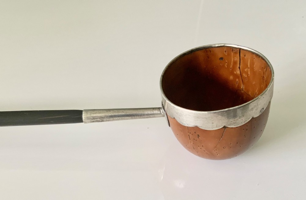 18th Century ladle, coquilla nut, baleen, silver View II