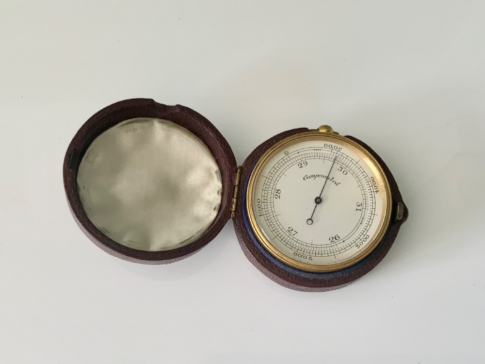 19th Century pocket barometer - boxed