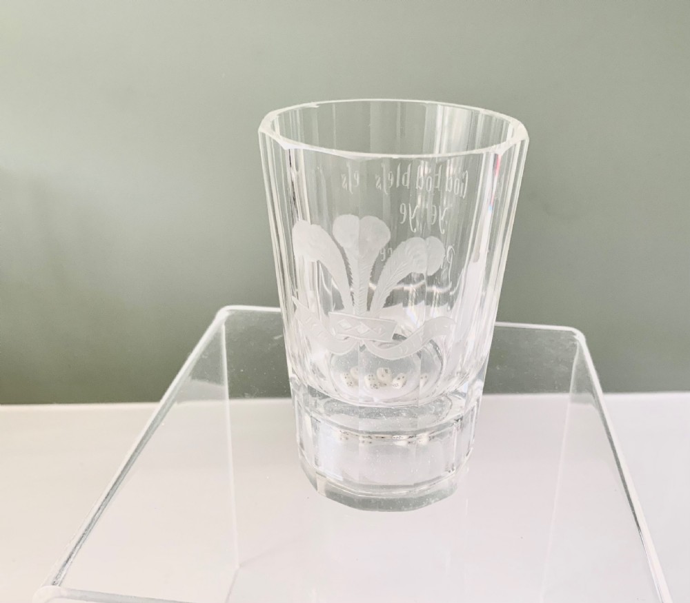 Rare 19th century dice glass - Prince of Wales feathers