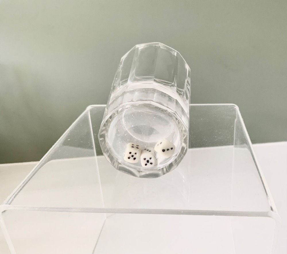 Rare 19th century dice glass - Prince of Wales feathers View III