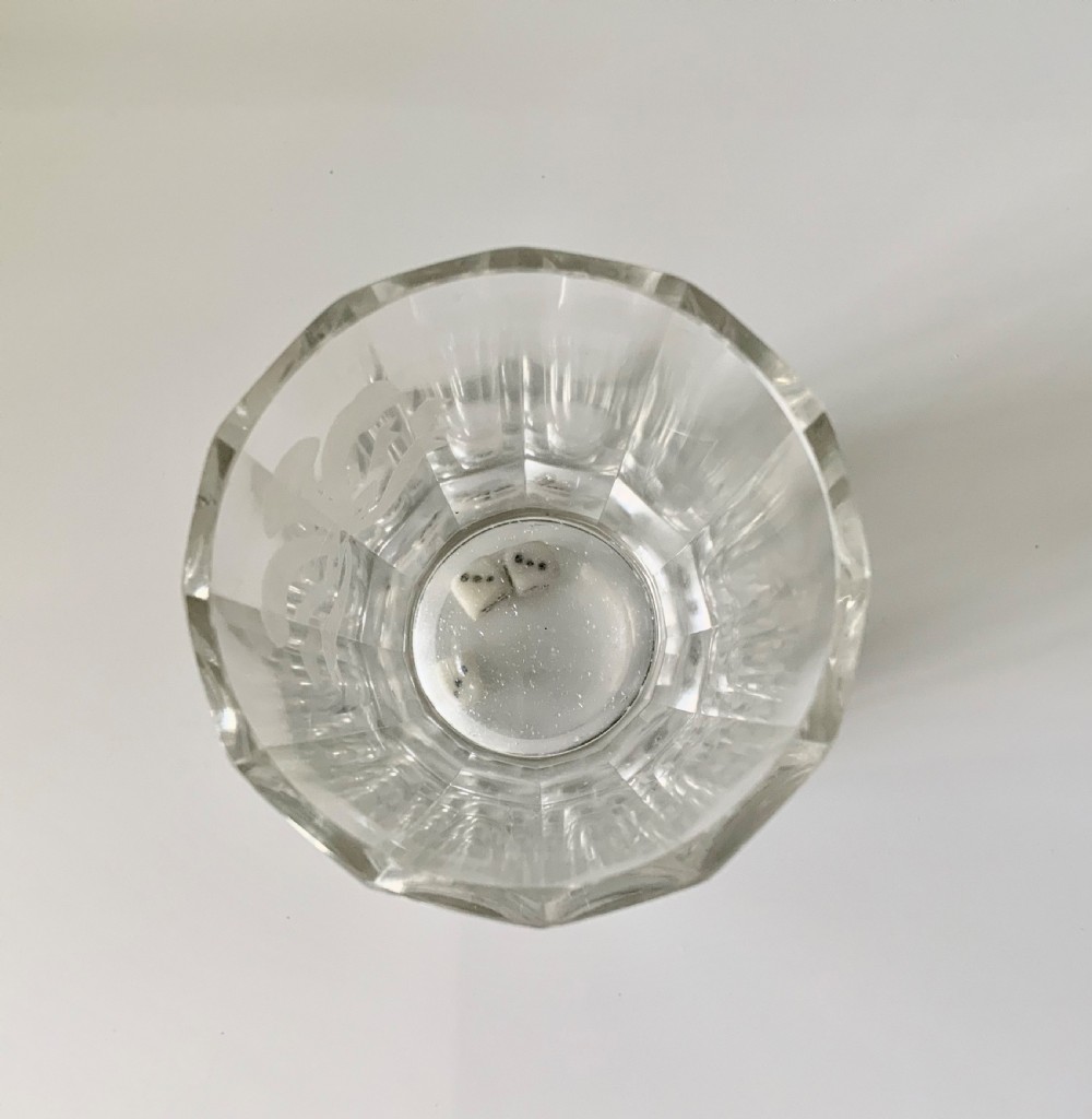 Rare 19th century dice glass - Prince of Wales feathers View VI