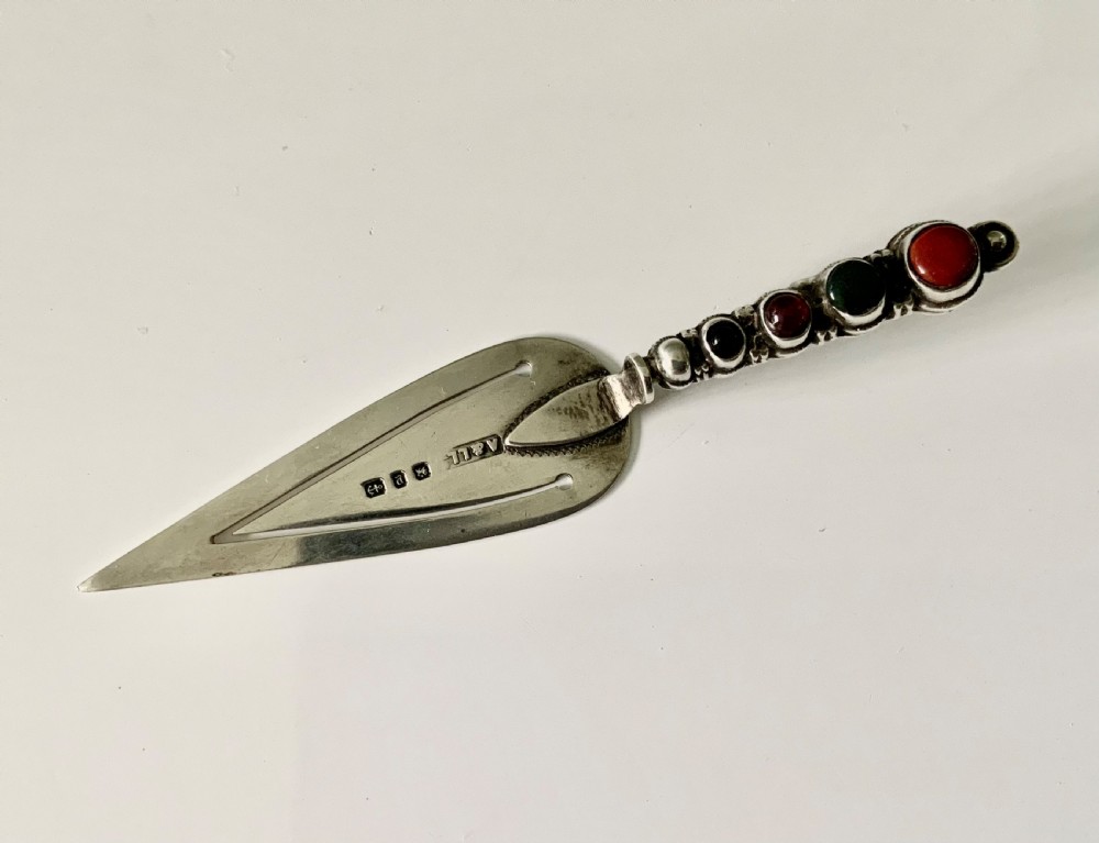 Agate handled silver bookmark