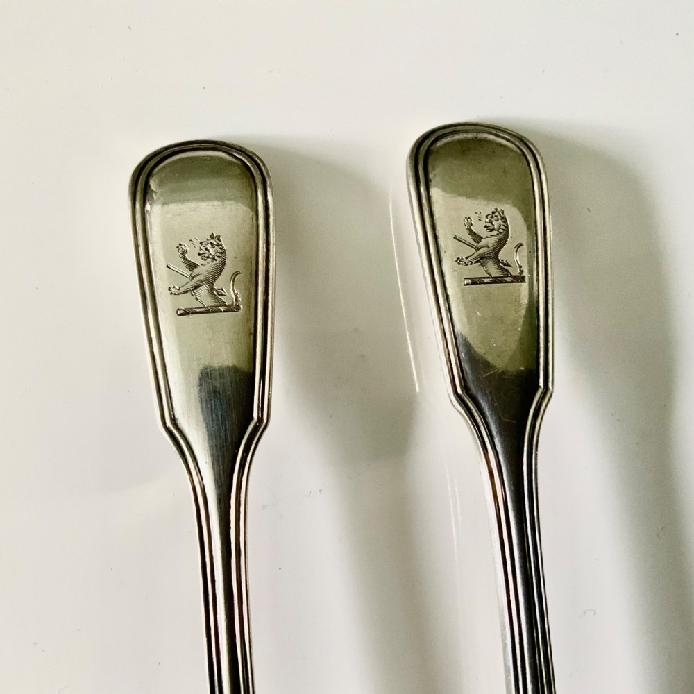 Pair of silver salt spoons - Hunt & Roskell View IV
