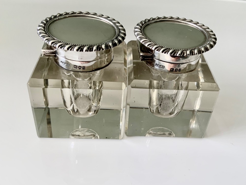 Victorian silver inkwell Standish - Grinsell & Sons View VI