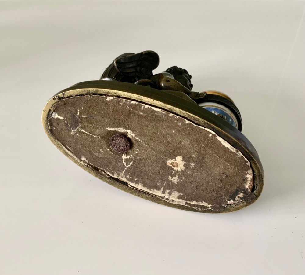 Early 19th century Cupid bronze pounce pot & inkwell View VI