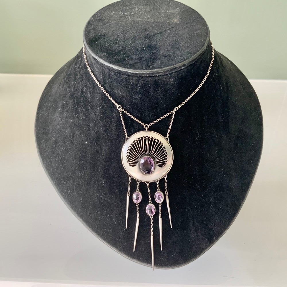 Jungendstil silver and amethyst pendant