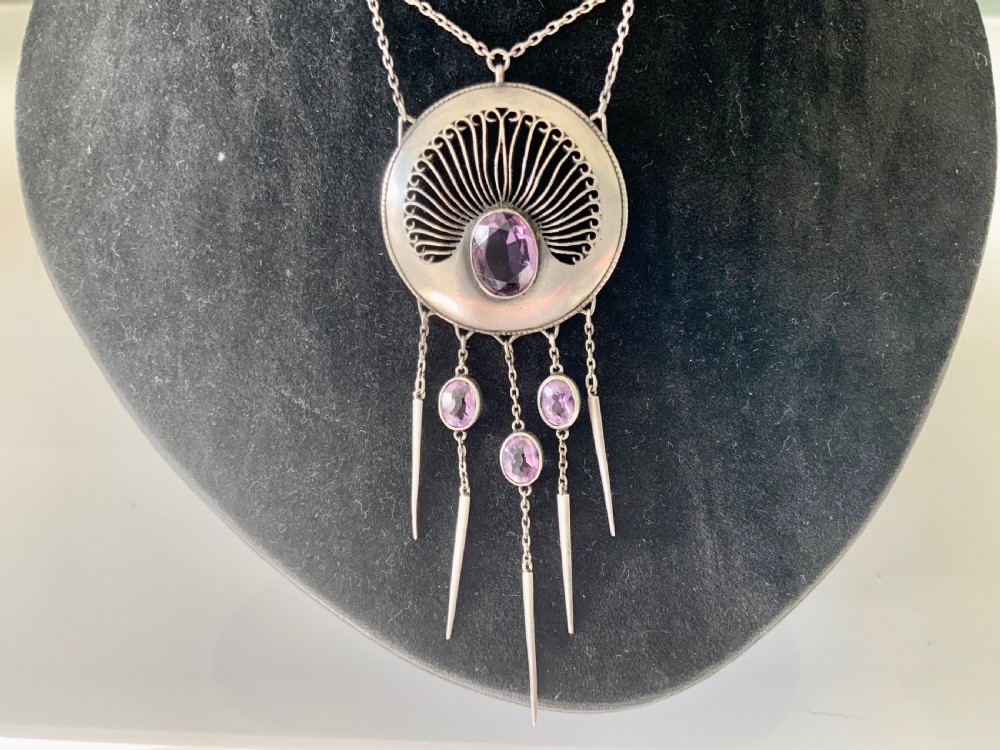 Jungendstil silver and amethyst pendant View II