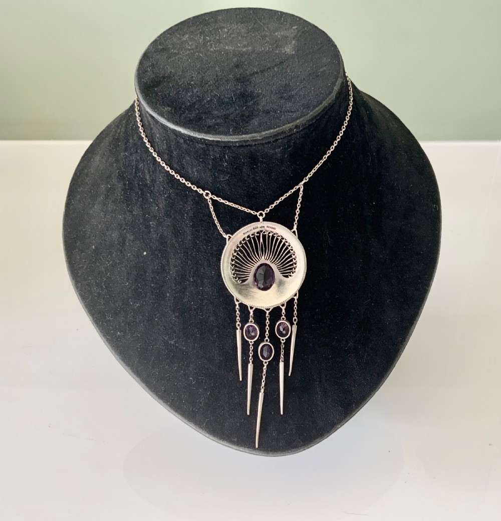 Jungendstil silver and amethyst pendant View III