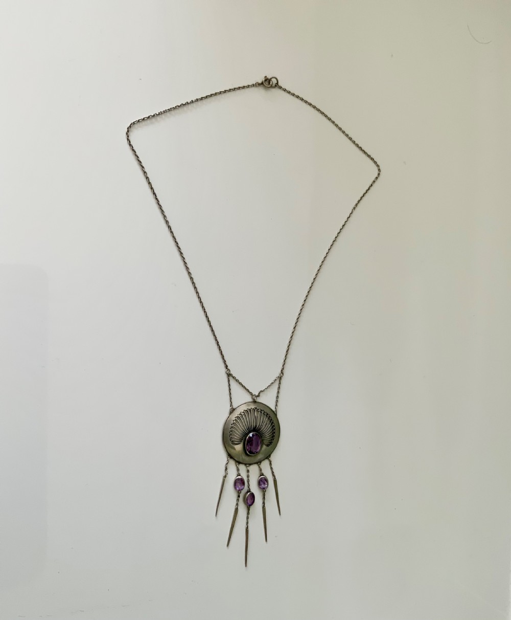 Jungendstil silver and amethyst pendant View VI