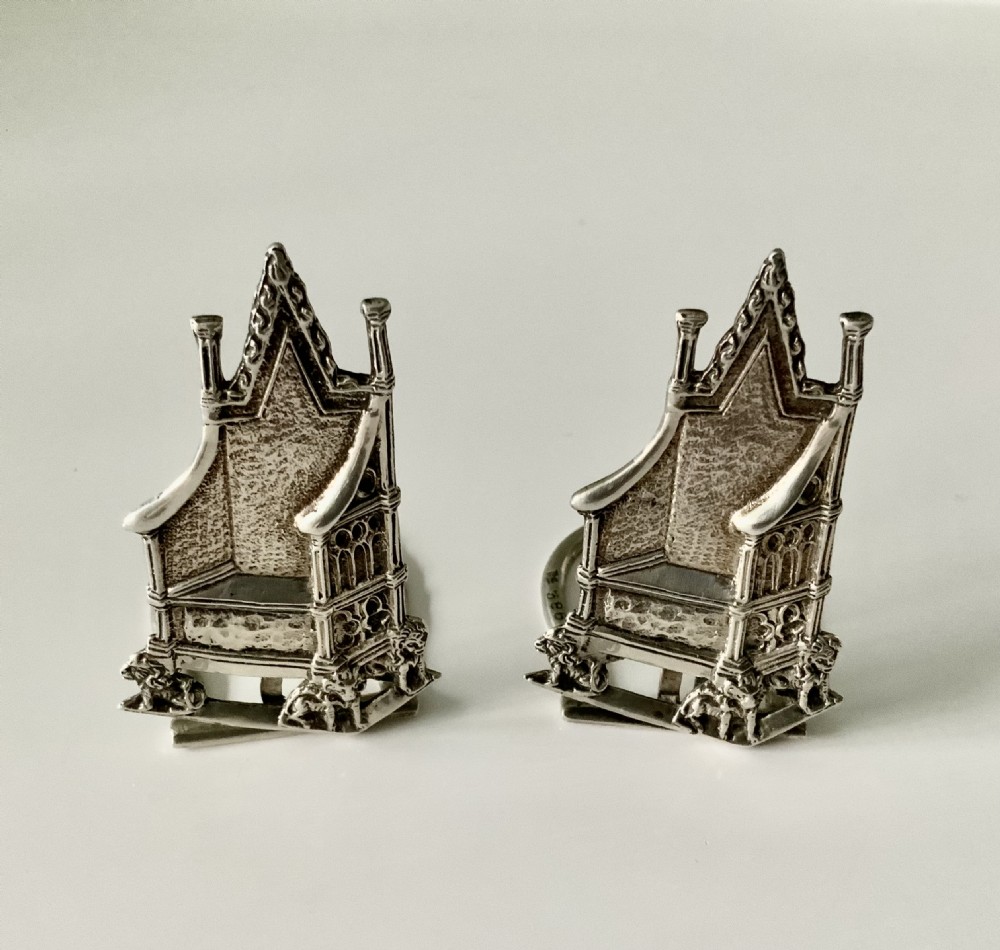 Pair of silver menu holders