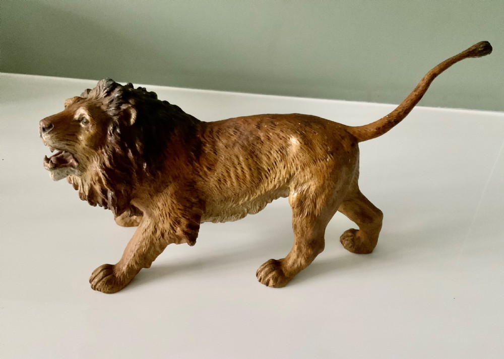 Cold painted bronze Lion View IV