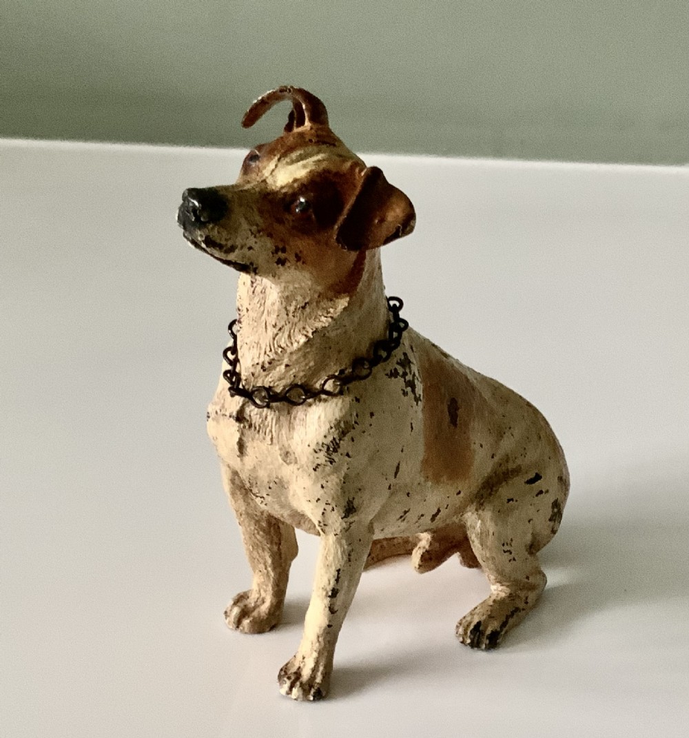 Cold painted bronze dog