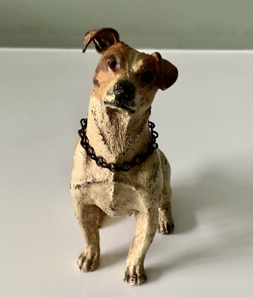 Cold painted bronze dog View II