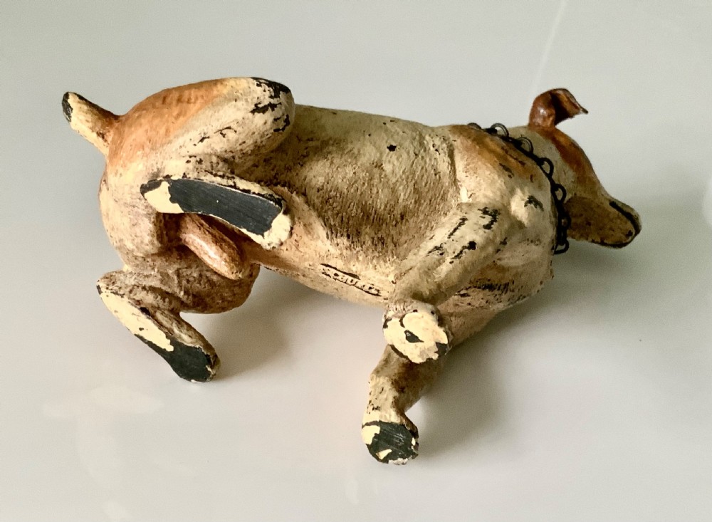 Cold painted bronze dog View V