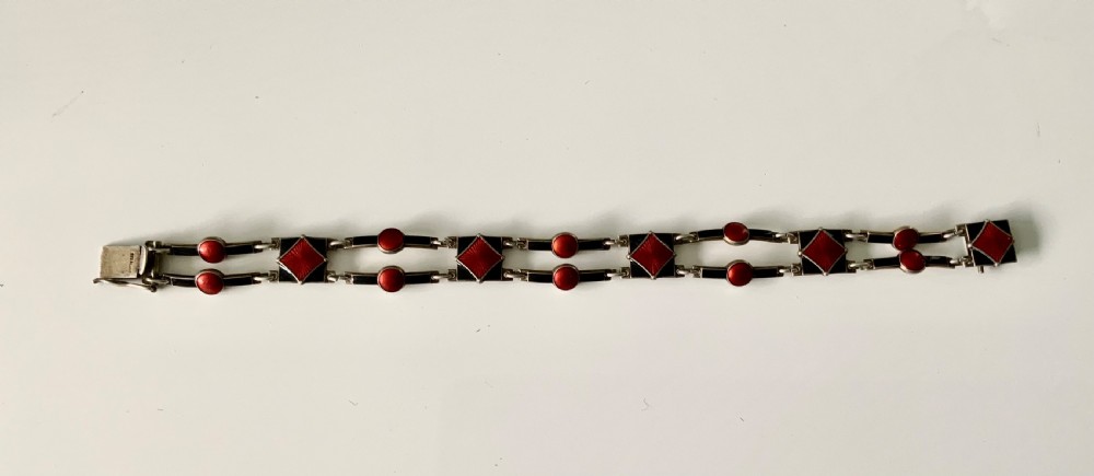 Art Deco silver & enamel bracelet
