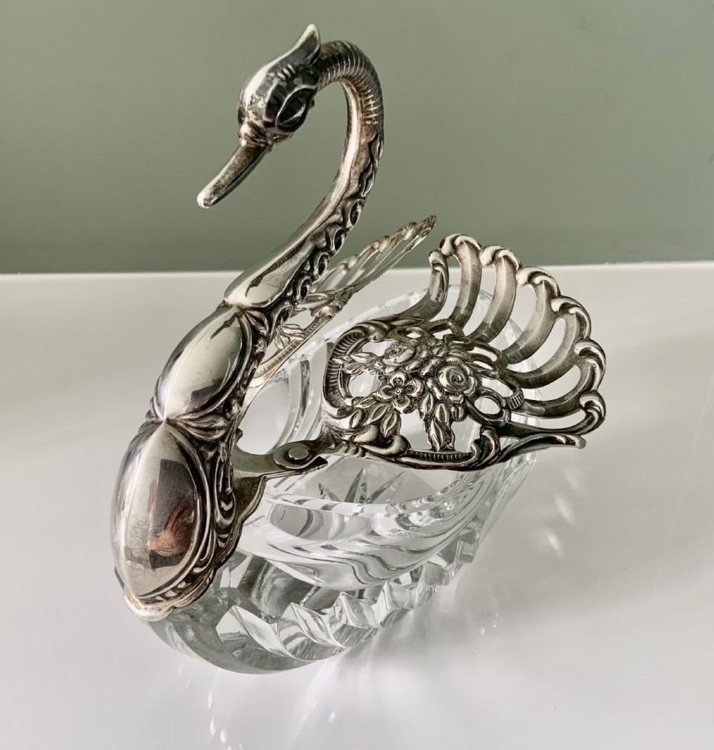 Silver & Glass Swan dish