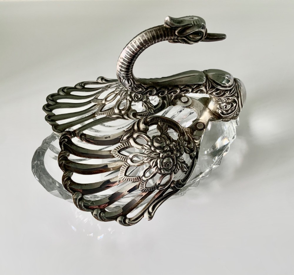 Silver & Glass Swan dish View VI