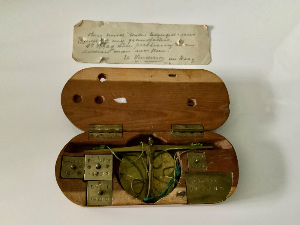 Rare set of 18th century coin scales & weights