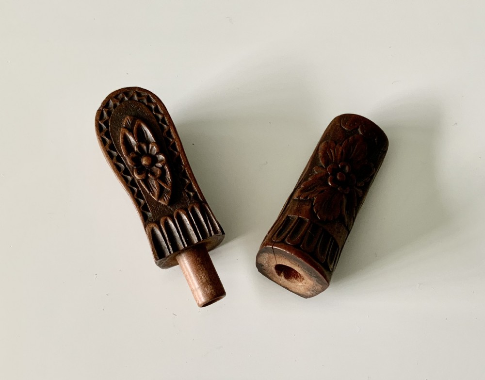 Carved wooden shoe needle case View VI
