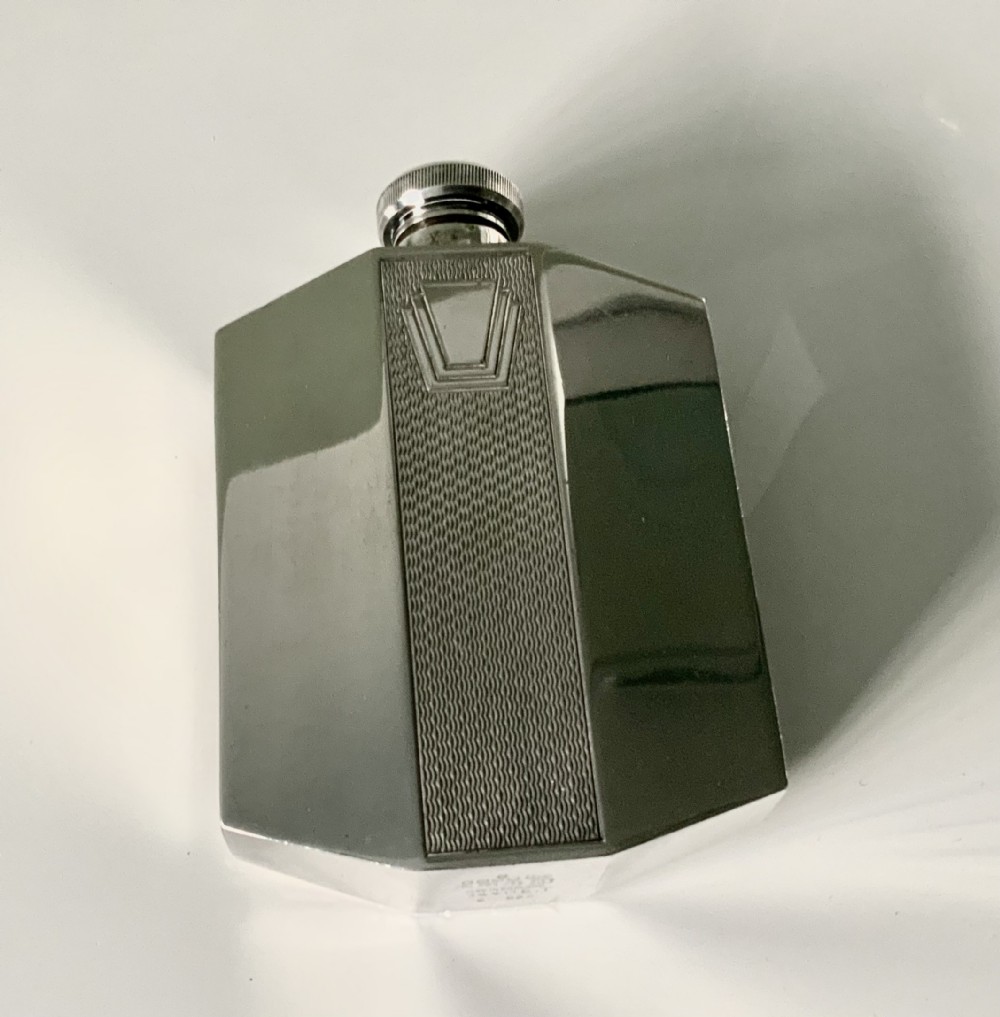 Art Deco silver plated hip flask
