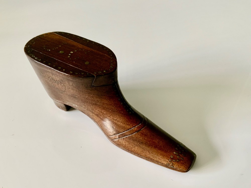 Antique Treen 19th Century Mahogany Snuff Shoe View II