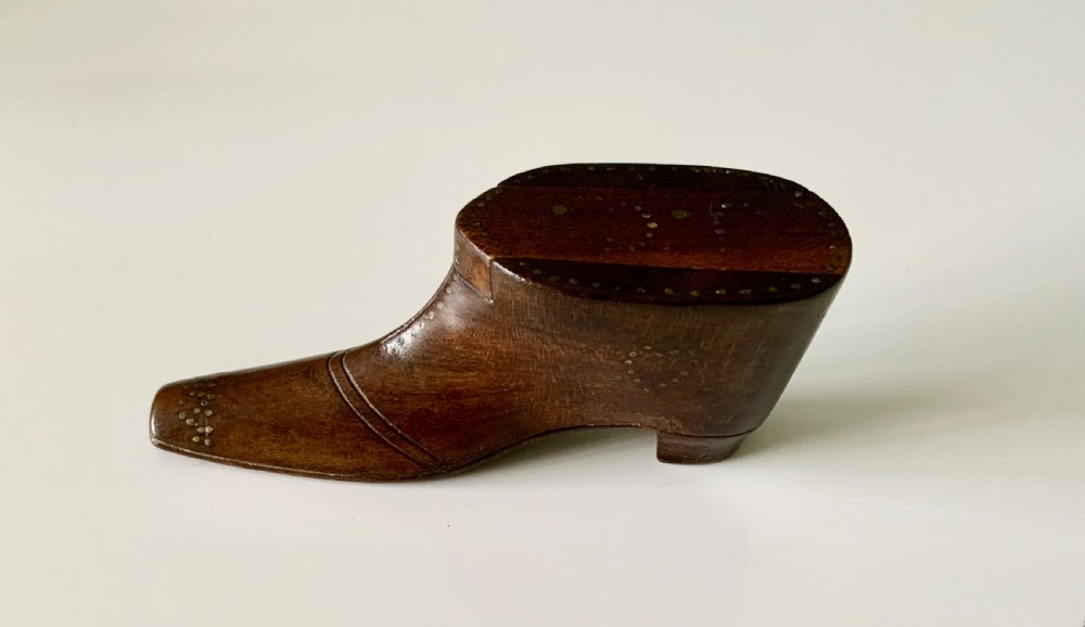 Antique Treen 19th Century Mahogany Snuff Shoe View V