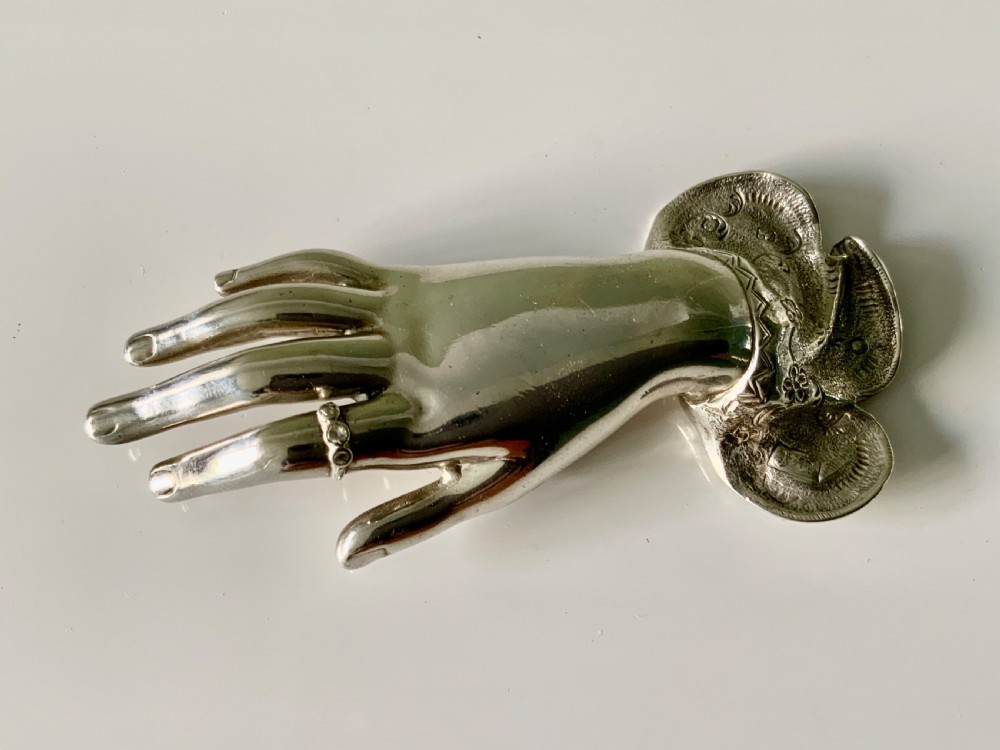 Victorian silver hand brooch - Combe Martin?