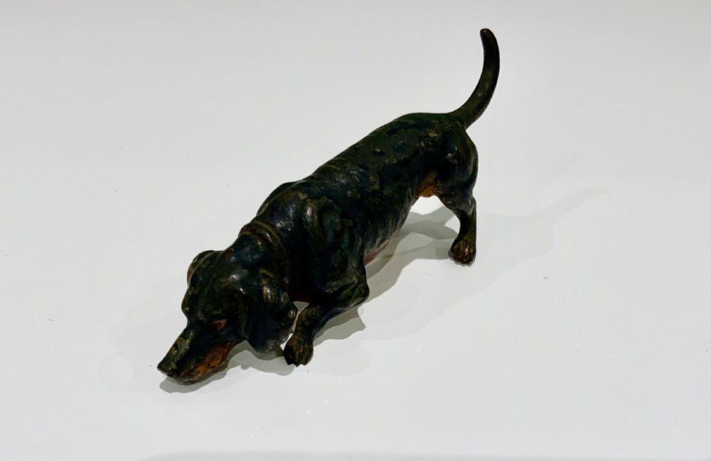 Cold painted bronze dachshund