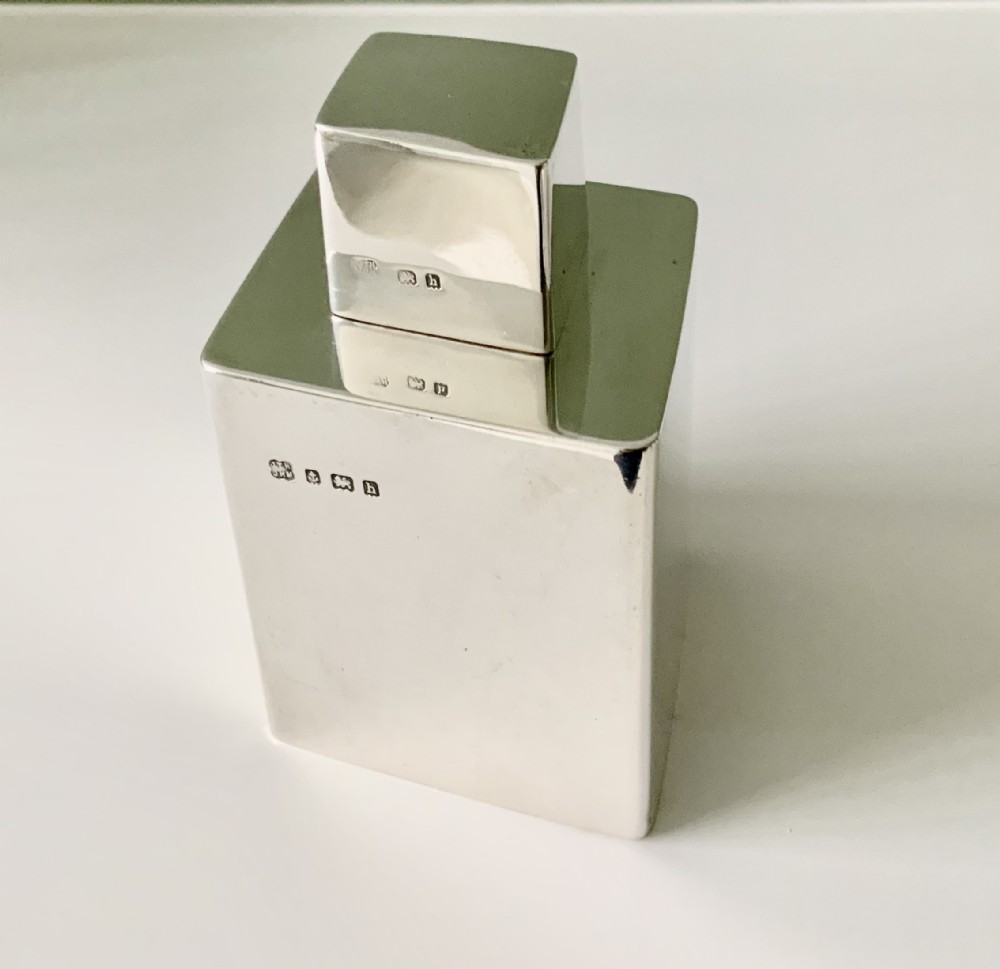 Edwardian silver diamond shape tea caddy