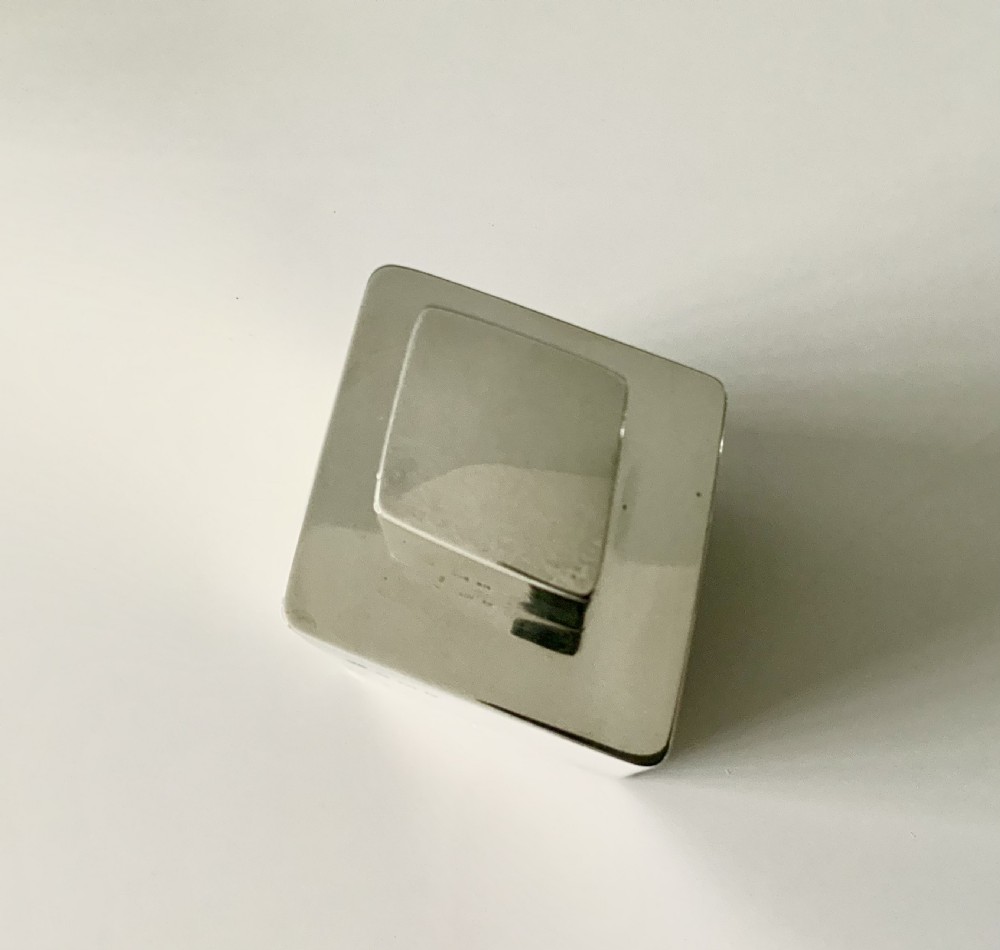 Edwardian silver diamond shape tea caddy View II