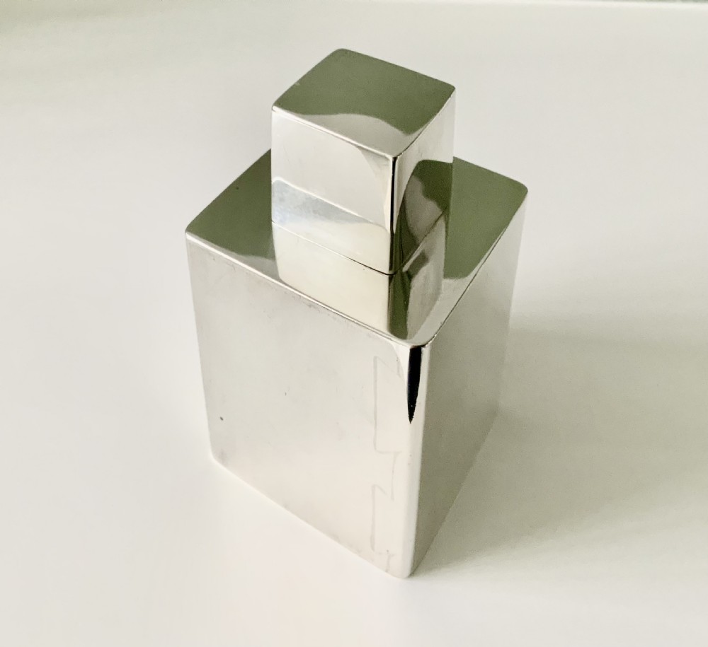 Edwardian silver diamond shape tea caddy View IV