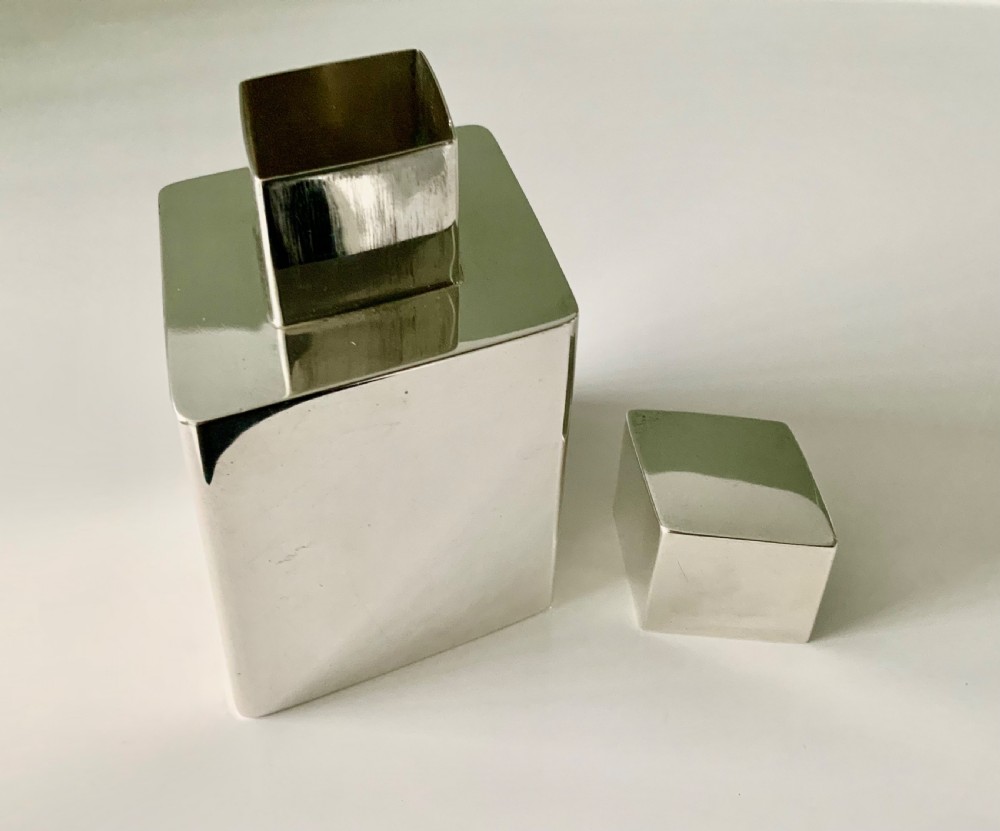 Edwardian silver diamond shape tea caddy View VI