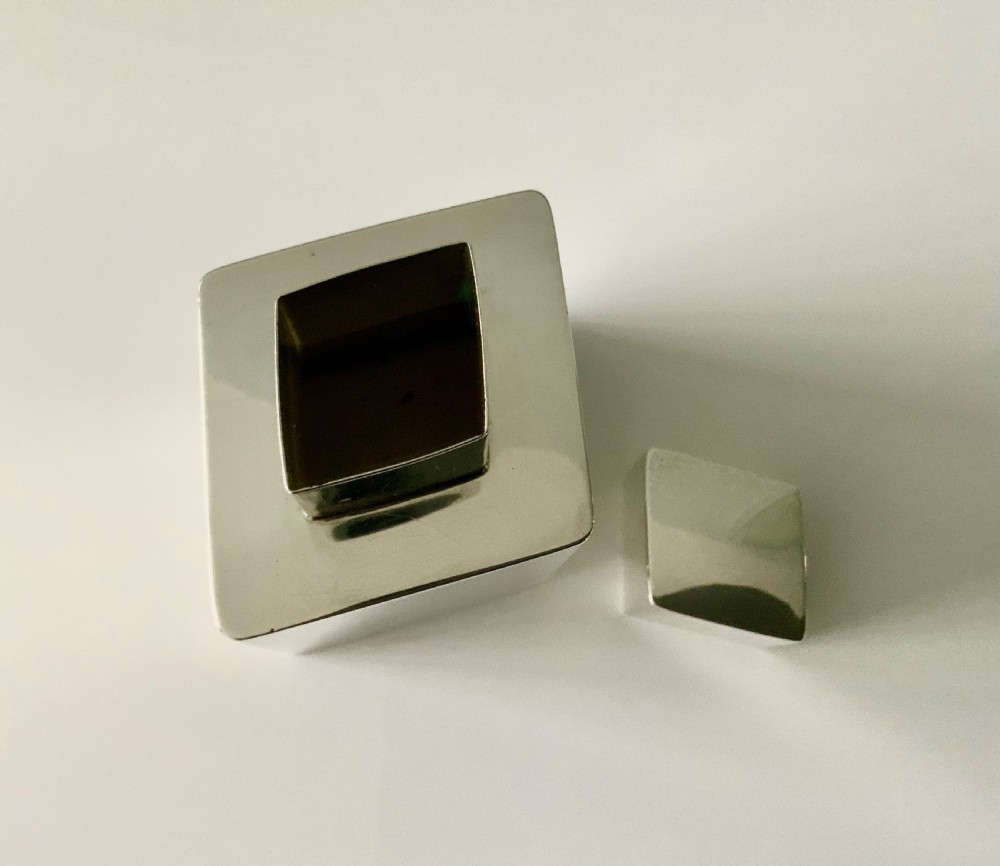 Edwardian silver diamond shape tea caddy View VII