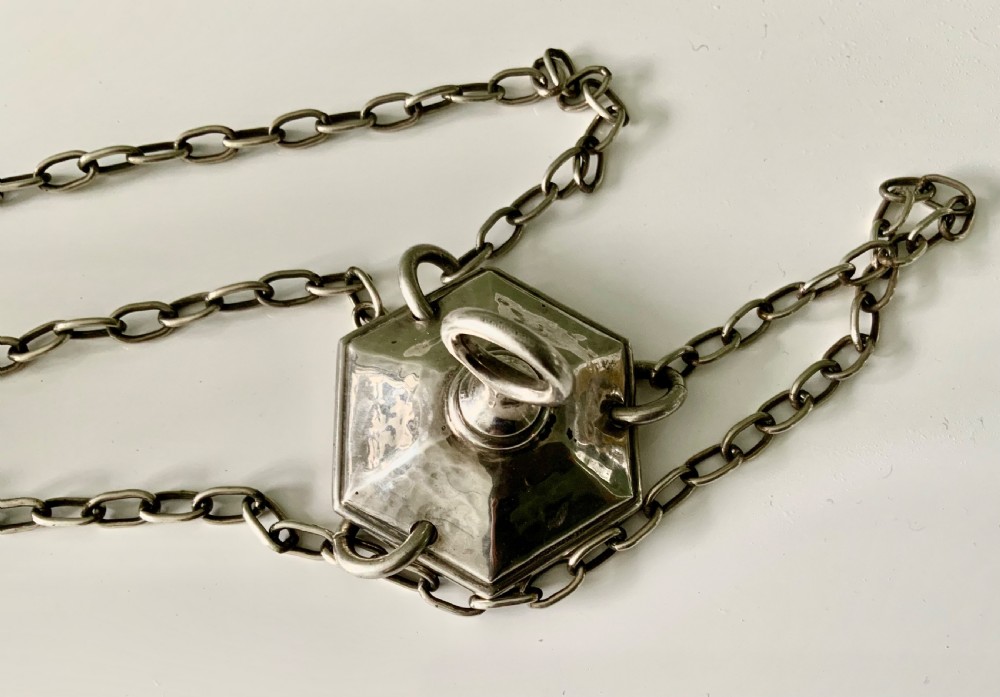 Arts & Crafts silver plated hanging candle holder View III