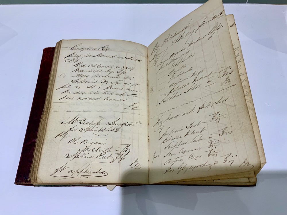 Apothecary’s handwritten note book 1825 View V