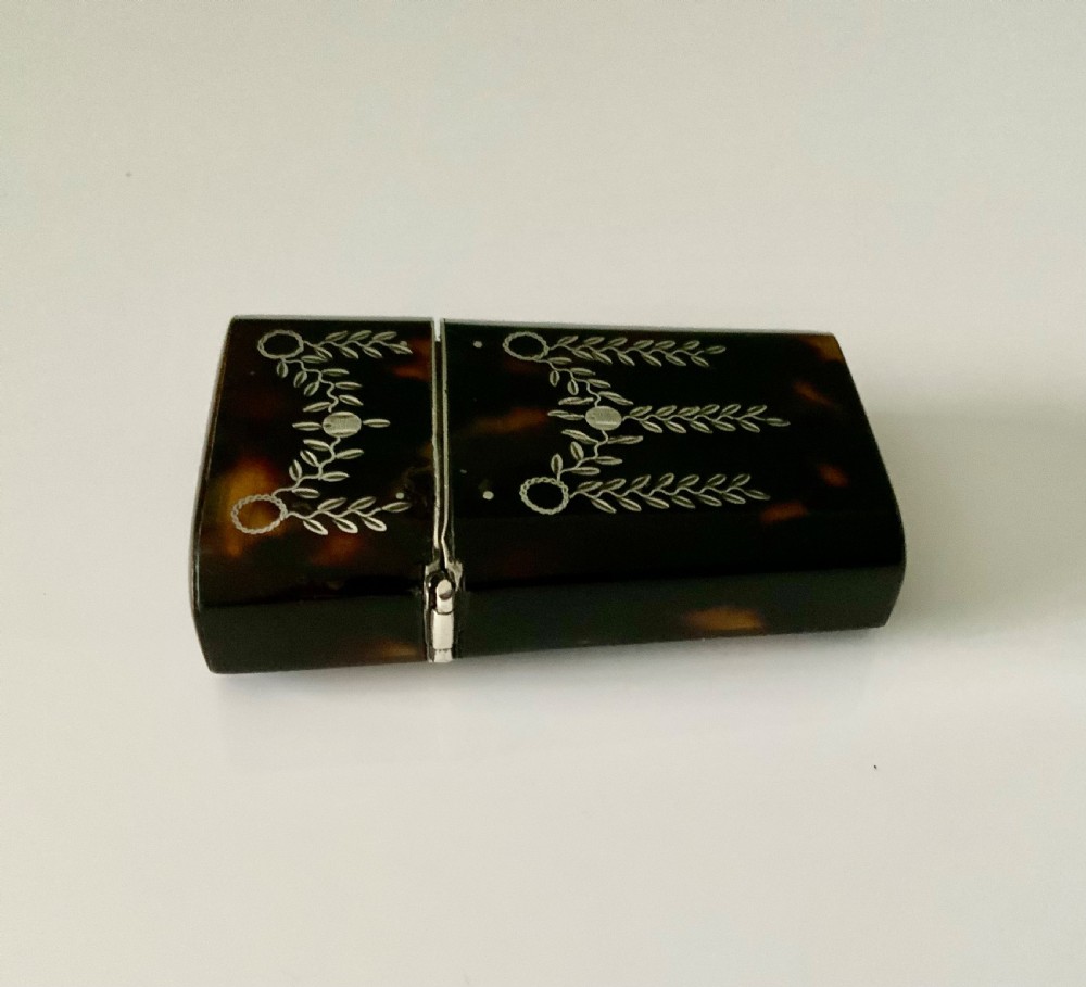Georgian tortoiseshell silver pique perfume etui View VI