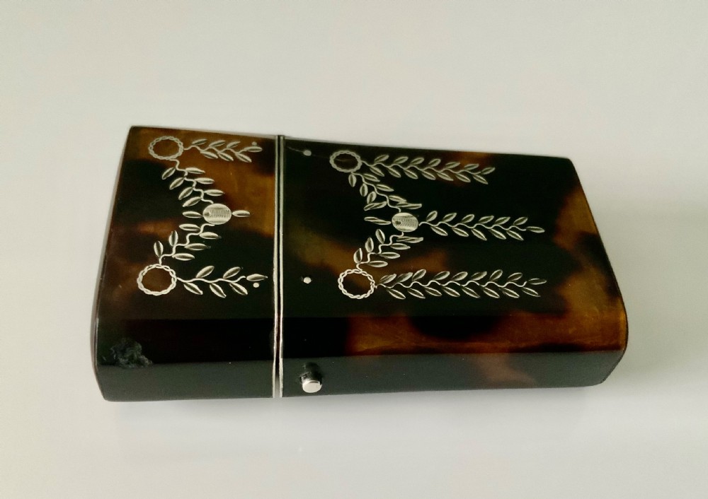 Georgian tortoiseshell silver pique perfume etui View VII
