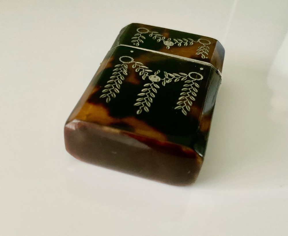 Georgian tortoiseshell silver pique perfume etui View IX