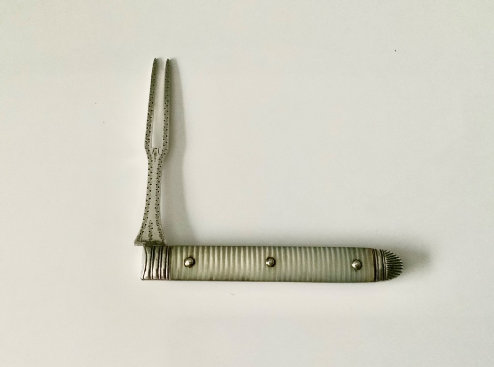 Georgian silver & mother of pearl fruit fork View V