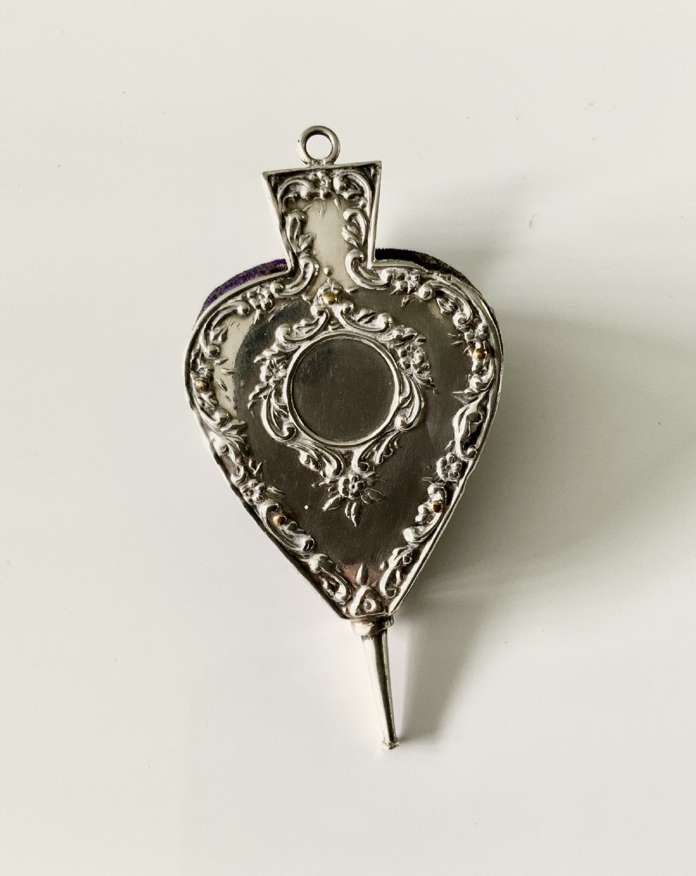 Rare silver bellows pin cushion