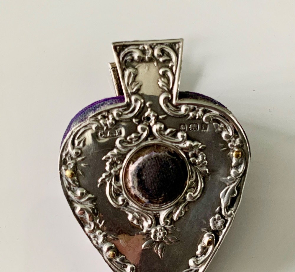 Rare silver bellows pin cushion View III