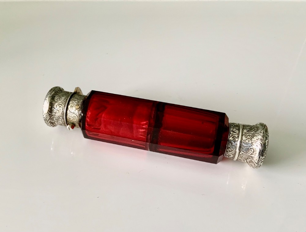Victorian doubled ended ruby glass scent bottle View VI