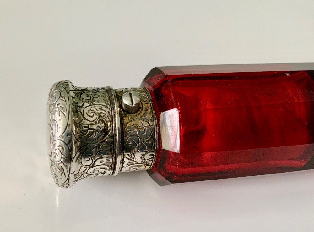 Victorian doubled ended ruby glass scent bottle View VII