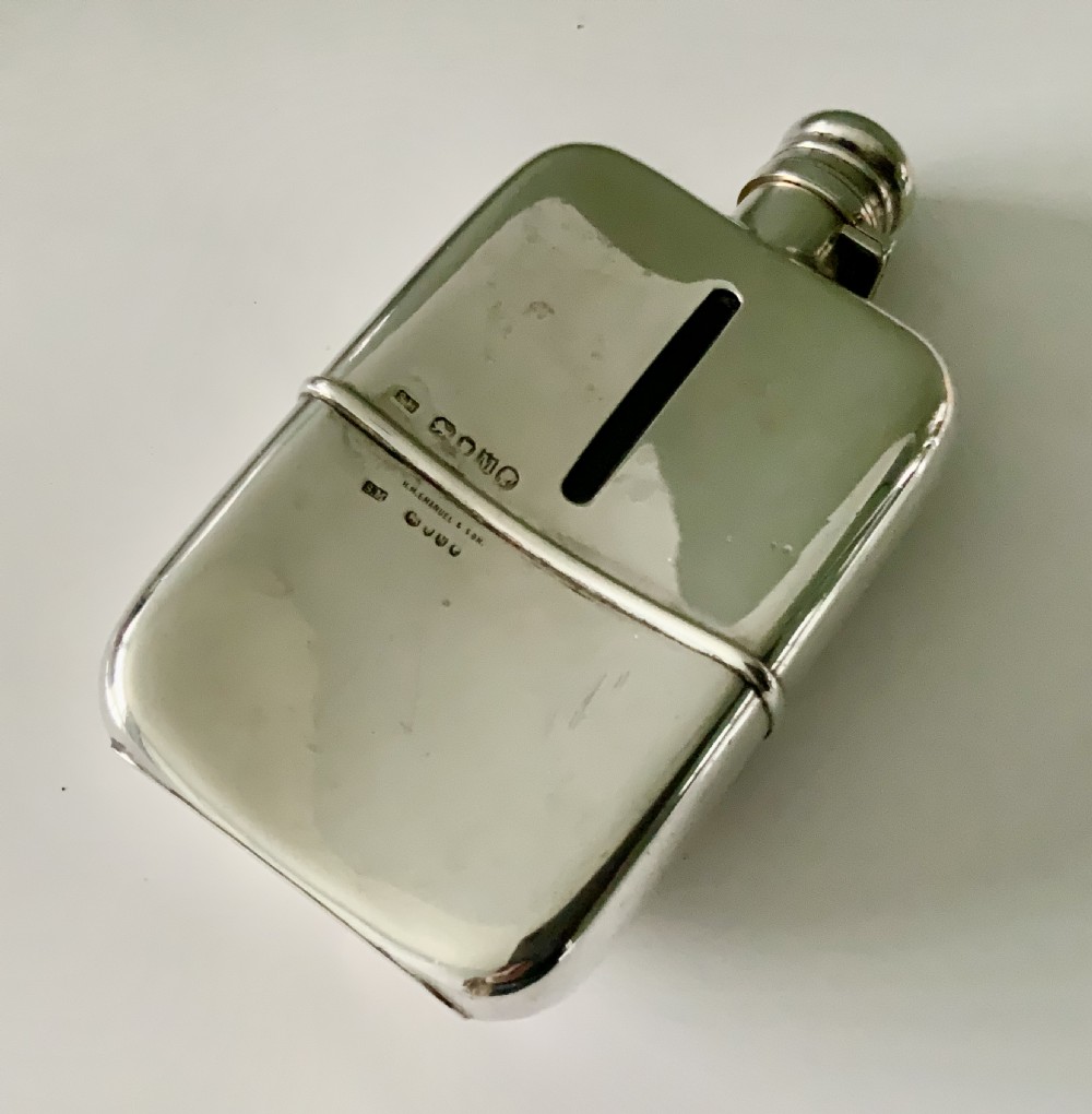 Sampson Mordan silver hip flask View II
