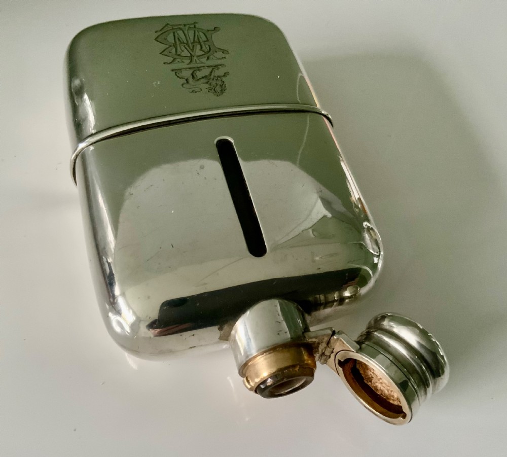 Sampson Mordan silver hip flask View V